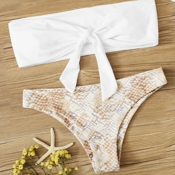 SHEIN Other - NIARA tie front bandeau with snake print bikini